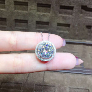 5 Carat Simulated Moissanite Round Pendant For Women